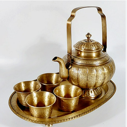 ชุดน้ำชากาโบราณ ทรงฟักทอง ตอดลาย งานพรีเมี่ยม หนึ่งเดียวในไทย