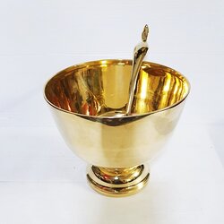  ขัน ร๕ ขนาด 8 นิ้วขันตักลาตรทองเหลืองขาเกลีบว ทัพพี 