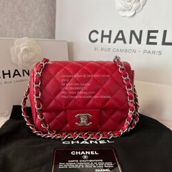 Like New Chanel Classic 7” Square Holo 20 หนังคาเวียร์