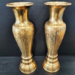 แจกันพิมพ์เก่า 12 นิ้ว ตอกลายกลีบบัวหลวง Premium คู่ละ