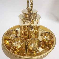 ชุดน้ำชากากระบอก ทองเหลืองเนื้อดี รุ่นหล่อหนา ภาดซี่ 10 นิ้ว