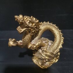 มังกรลเหยียบเมฆ เนื้อทองเหลือง ขนาดเล็ก 4 x 4 นิ้ว