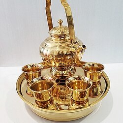 ชุดน้ำชากาฟักทอง ถาดหล่อหนาพิเศษ 10.5 นิ้ว สูง 3 นิ้ว