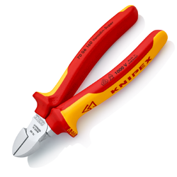 KNIPEX คีมปากเฉียง 6" ด้ามหุ้มฉนวนกันไฟฟ้า เคลือบโครม No.7006160