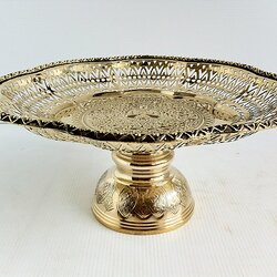 พานทองเหลือง 12 นิ้ว โตกเหลี่ยมเทพพนม