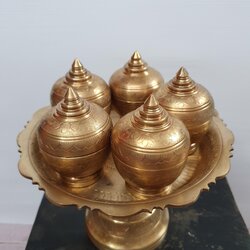 เชี่ยนสูง ผอบฝาเกลียว 2 นิ้ว พาน 7 นิ้วตอกลายช้างทรงเครื่อง Premium