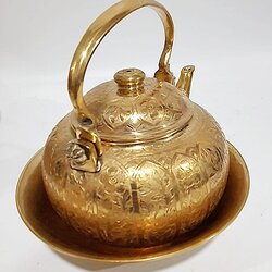 กาแป้นใหญ่ทองเหลืองตอกลายบัวหลวง ขนาด 6 นิ้ว Premium ราคาเฉพาะตัวกา