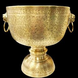 ขันหูสิงห์ 7 นิ้ว ทองเหลืองหล่อหนาตอกลายพิกุลเต็มใบ