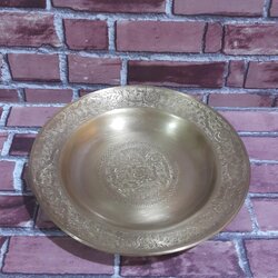  จานข้าวทองเหลือง 10 นิ้วหล่อหนา ตอกลายพิกุล 