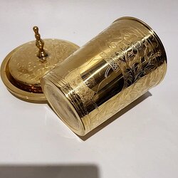 ชุดแก้วทองเหลืองตอกลายช้างทรงเครื่อง ความสูงตัวแก้ว premium& Luxury