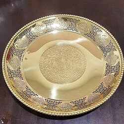 ถาดทองเหลือง 13 นิ้ว สิบสองราศี กลางช้างเรียบ