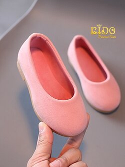 รองเท้าเด็ก(หน้าร้านอยู่รัชดา ลองได้)H106สีชมพู เรียบแต่หรู ผ้ากำมะหยี่ สีสวยใส่สบาย