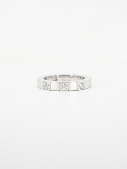 แหวน Cartier Lanieres with Half Diamond ทองขาว18K ไซส์ 46# (Used) +กล่อง