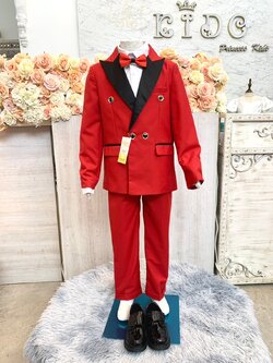 สูทเด็กผู้ชาย(หน้าร้านอยู่รัชดา ลองได้ถ่ายรูปจากชุดจริง)S144เซ็ตสูท4ชิ้น สูทสีแดง เสื้อเชิ๊ต หูกระต่าย กางเกงขายาว