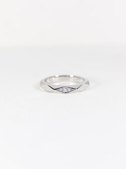 แหวน Boucheron Facette Band with 3 Diamonds Platinum950 ไซส์ 47# (Used)(Resized)