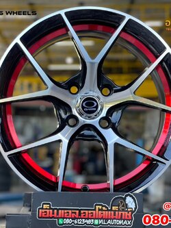 ล้อแม็กซ์ขอบ15 Delta5 15x7 4x100 ET35 สีดำอันเดอร์คัตแดงหน้าเงา