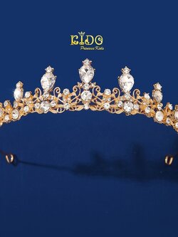 มงกุฎเด็ก(หน้าร้านอยู่รัชดา)KF679 สีทอง มงกุฎเจ้าหญิง ทรงหยดน้ำ สวยหรู