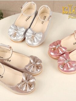 รองเท้าเด็ก(หน้าร้านอยู่รัชดา ลองได้)H170สีทอง ประดับโบว์มีสายรัด