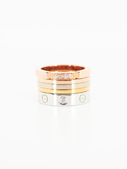 **สำหรับไซส์นิ้ว 46#** แหวน Cartier Maillon Panthere Band with 4 Diamonds ทองชมพู18K x แหวน Cartier Trinity Band 4.8mm. ทองคำ3สี 18K x แหวน Cartier Love band 1Diamond ทองขาว18K (Used)