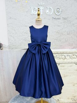 ชุดราตรีเด็ก(ร้านอยู่รัชดา ลองได้ถ่ายรูปจากของจริง)W19264 สีน้ำเงิน คอติดมุก กระโปรงยาว