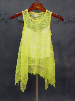 เสื้อเด็ก *มีหน้าร้าน ตรงปก พร้อมส่ง*18290สีเขียวสะท้อนแสง ผ้าลูกไม้ ทรงชายเว้า น่ารัก