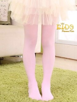 (มีหน้าร้านอยู่รัชดา)L014 ถุงน่องเด็กสีชมพู แบบเรียบผ้าทึบ