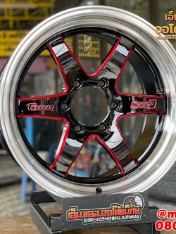 ล้อแม็กซ์ ขอบ18 #TORQ D1S SpecD 18x9.5 ET+25 6x139.7 18x10.5 ET+30 6x139.7 สีดำมิลลิ่งแดงขอบเงิน