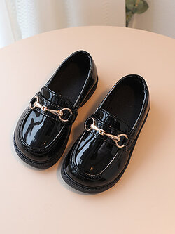 รองเท้าเด็กผู้ชาย(หน้าร้านอยู่รัชดา ลองได้)HM126สีดำ หนังแก้วประดับเหล็กด้านหน้า