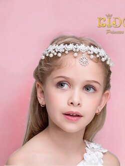 คาดผมเด็ก(หน้าร้านอยู่รัชดา)KF543 สีขาว เส้นคาดหน้าประดับมุก น่ารัก