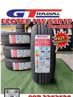#GT Radial Champiro Ecotec 195/55R15 ยางใหม่ปี2023 (4เส้น)