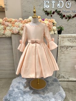 ชุดราตรีเด็ก(หน้าร้านอยู่รัชดา ลองได้ถ่ายรูปจากชุดจริง)B271 สีโอรส กระโปรงยาว แขนยาว ประดับโบว์หน้าหลัง เรียบหรูค่ะ