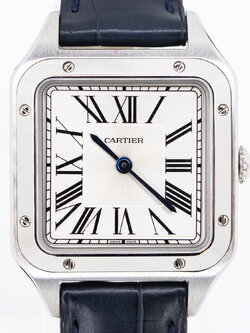 นาฬิกา Cartier Santos-Dumont watch small model High Autonomy Quartz Movement with Navy Blue Alligator Leather Strap (Used) +กล่องและการ์ดไทย2022
