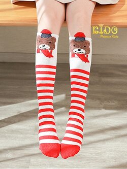 ถุงเท้าเด็ก ถุงเท้าผูใหญ่(มีหน้าร้านอยู่รัชดา)M226 สีแดง ถุงเท้าคริสม้ส