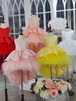 ssชุดราตรีเด็ก(หน้าร้านอยู่รัชดา ลองได้ถ่ายรูปจากชุดจริง)B209 สีขาว สีชมพู สีแดง สีโอรส สีเหลือง เรียบหรู กระโปรงหน้าสั้นหลังยาว
