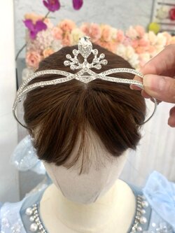 คาดผมเพชร(หน้าร้านอยู่รัชดา)KF708 สีเงิน มงกุฏเพชร ประดับผม