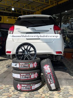 TOYOTA_YARIS🔥❤️❤️ 🛞 #LENSO_JAGER-QUINTA 🛞15x7 นิ้ว PCD 4x100 OFFSET 35 สีดำมิลลิ่งเงิน 🛞 #KINTO_SC901 195/55R15