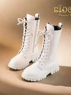 บูทเด็ก(หน้าร้านอยู่รัชดา ลองได้)H132 สีขาว ด้านหน้าร้อยเชือกสูง แบบเท่ๆ