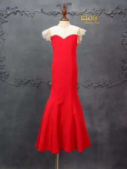 ชุดราตรีเด็ก(หน้าร้านอยู่รัชดา ลองได้ถ่ายรูปจากชุดจริง)W18198สีแดง ทรงหางปลา เรียบหรู