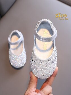 รองเท้าเด็ก*มีหน้าร้านอยู่รัชดา ลองได้ เปลี่ยนได้ *H059สีเงิน ติดมุกประดับเพชร ระยิบระยับ สายเรียบ สวยน่ารัก