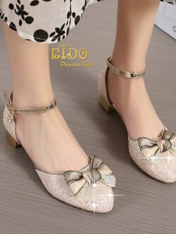 รองเท้าเด็ก(หน้าร้านอยู่รัชดา ลองได้)H178สีทอง ประดับด้วยโบว์พร้อมสายคาด สวยหรู