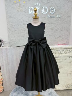 ชุดราตรีเด็ก(ร้านอยู่รัชดา ลองได้ถ่ายรูปจากของจริง)W19264 สีดำ คอติดมุก กระโปรงยาว