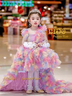 เช่าชุดเด็ก*มีหน้าร้านอยู่รัชดา ลองได้ เปลี่ยนได้ ถ่ายรูปเองจากสินค้าจริง*W18207 ชุดราตรีเด็กออกงาน สีสันสดใส ชุดเดินแบบเด็ก ชุดประกวดเด็ก