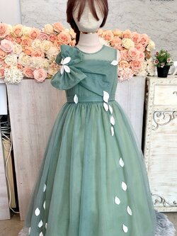 ชุดราตรีเด็ก(หน้าร้านอยู่รัชดา ลองได้ถ่ายรูปจากชุดจริง)W18994 สีเขียว กระโปรงยาว สวยเรียบหรู