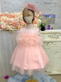 ชุดราตรีเด็ก(ร้านอยู่รัชดา ลองได้ถ่ายรูปจากชุดจริง)W19050 สีโอรส ฟูตรงอก