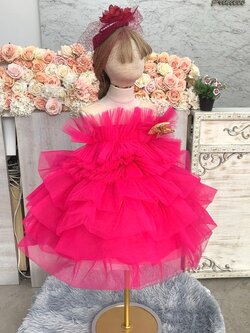 ชุดราตรีเด็ก(ร้านอยู่รัชดา ลองได้ถ่ายรูปจากชุดจริง)W18973 สีบานเย็น ติดระบายฟูชั้นๆ