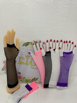 sถุงมือเด็ก(มีหน้าร้านอยู่รัชดา)PL17 สีขาว สีดำ สีม่วง สีชมพู ถุงมือตาข่ายยาวเปิดนิ้วเท่ๆ