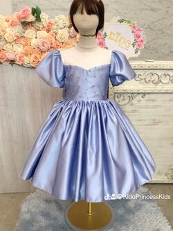 ชุดราตรีเด็ก(ร้านอยู่รัชดา ลองได้ถ่ายรูปจากของจริง)W19093 สีฟ้า กระโปรงสั้น