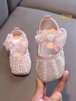 รองเท้าเด็ก(หน้าร้านอยู่รัชดา ลองได้)H055สีชมพู ติดมุกประดับเพชร