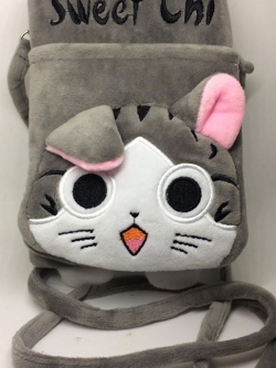 กระเป๋าสะพายแมวจี้ 2 ซิป 3 ช่อง