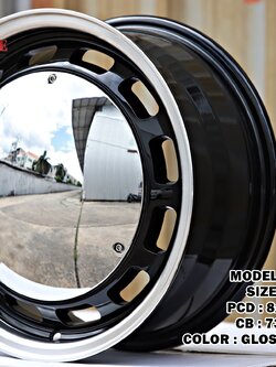 ล้อ หมูกระทะ ขอบสีขาว ปัดหน้าเงา WP038 15x6.5 ET30 8-100/114.3